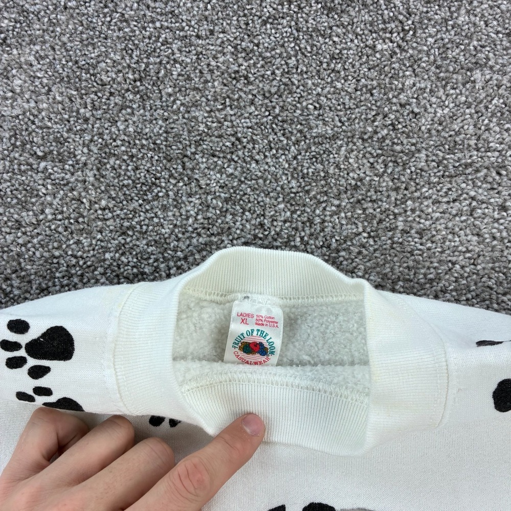 Vintage Dalmatian Dog Sweatshirt Mens XL White Raglan Crewneck Puppy Breed Pet - Picture 3 of 5